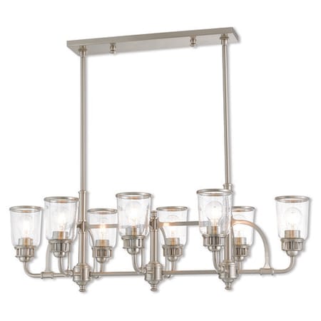 Livex Lighting Lawrenceville 8 Light Brushed Nickel Linear Chandelier 40028-91